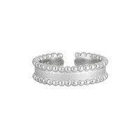 wholesale S925 Sterling Silver 911 Beaded Edge Matte Minimalist Ring for Women, Small Niche Individualistic Ins Versatile Index Finger Ring-Silver [No. 14/Adjustable] Opening adjustable