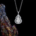 Sterling Silver Rotating Diamond Gourd Necklace with Coin-0-1