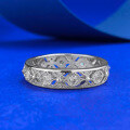 wholesale S925 Silver Moojing Jewelry New Lace Diamond Grid Carved Stackable Ring Fashion Light Luxury Simple Style for Daily Wear-0-2