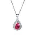wholesale S925 Sterling Silver Pear-Shaped Color Zircon Necklace, Women's Internet-Famous High-End Exquisite Necklace Jewelry, Ready-to-Ship Gift Wholesale-0-6