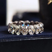 wholesale Metal: 925 Sterling Silver, 4*6 Oval Egg-shaped Pigeon Egg Row Ring, Stackable Design for a Socialite Style-R1230 Oval Ring Size 9