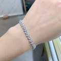 wholesale S925 silver irregular V-shaped bracelet fully set with 25mm round moissanite stones-0-4