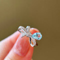 wholesale S925 Sterling Silver Pink Elk Full Body French Full Diamond Bow Aqua Zirconium Unique Ethereal Light Luxury Versatile Women's Ring-0-0