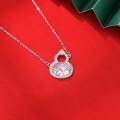 wholesale S925 Sterling Silver Chinese Style White Chalcedony Gourd Necklace Fashion Elegant Auspicious Happiness Fu Lu Pendant Collarbone Chain Accessory-0-2