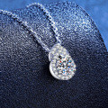 Sterling Silver Moissanite Gourd Pendant Necklace, Wholesale Women's Luxury Minimalist Choker-0-0