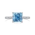 wholesale S925 Sterling Silver Cross-Border European and American Women's Small Minimalist Luxury Elegant High-End Blue Ice-Cut Zircon Ring for Women-0-6