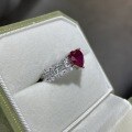 wholesale S925 Silver Cultivated Ruby Heart-Shaped 8*8mm Vintage Palace Style Women's Ring, Ready Stock Wholesale and Drop Shipping-0-1