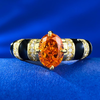 wholesale S925 silver-plated gold high carbon diamond-embedded 6*8 Fanta oval women's ring, live streaming bestseller-R875 Fanta Orange>9