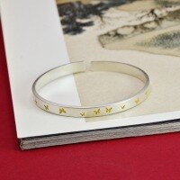 wholesale 9999 Sterling Silver Gold-Traced Butterfly Bracelet, Minimalist Chic Style, Light Luxury Forest Aesthetic, Versatile Niche Open-Ended Bracelet for Women-One gilt model (1000047) pure silver