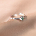 wholesale S925 Sterling Silver Fresh and Sweet Ins Style Niche Design Exquisite Diamond-Inlaid Jadeite Ring R02767-0-2