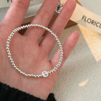 wholesale S925 Sterling Silver Korean-style Small Floral Beaded Bracelet for Women, Fashionable, Luxurious, Fresh and Trendy Hand Jewelry-Sterling silver