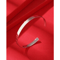 wholesale 925 Sterling Silver Smooth Surface Openable Minimalist Fashion Simple Circle Niche Young Women's Bracelet for Girlfriend-Diameter 53cm Approximately 6.5g 925 silver