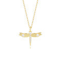 wholesale S925 Sterling Silver Fashion Dragonfly Zircon Pendant, Personalized Cross-Border Necklace for Women, Hot-Selling Choker, Autumn Winter Sweater Chain-0-4