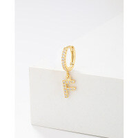 wholesale 925 Sterling Silver Amazon Cross-border Single Alphabet Earrings for Women, Fashion Hoop Ear Cuff, Versatile Ear Accessories-F single>925 silver