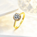 14K Gold Plated S925 Silver Ring with 1ct 65mm Moissanite-0-3