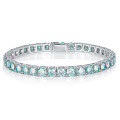 wholesale 925 Silver Tennis Bracelet with Euro-American Classic Four-Prong 05ct Full Circle Blue-Green Moissanite, Unisex-0-0