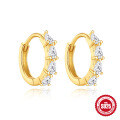 wholesale S925 Sterling Silver Geometric Square Diamond Ear Hoops with Classic Teardrop Zirconia Inlay, Elegant and Exquisite-0-6