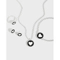 wholesale S925 sterling silver Korean version Instagram niche design heart resin set earrings ring bracelet necklace for women-0-0