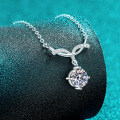 S925 Silver Moissanite Mermaid Smile Line Pendant Necklace-0-1