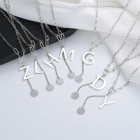 wholesale S925 Sterling Silver Trendy English Letter Fringe Necklace Ins Lady Elegance Versatile Light Luxury Collarbone Chain-228FL/Y/approximately 6.1g