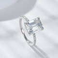 wholesale 925 Silver 4 Carat 8*10 Emerald Cut Full Moissanite Ring for TikTok Cross-Border Foreign Trade Hot Sellers-0-4