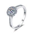 wholesale S925 Silver Plated with Pt950 Platinum Women's Round Shank Moissanite Diamond Ring Setting Drop Shipping-0-4