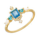 wholesale Metal material, Dunli Jewelry new dazzling retro Baroque court style London blue topaz ring niche design-0-4