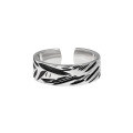 wholesale S925 Sterling Silver Black Drip Glaze Textured Minimalist and Versatile Open Adjustable Ring for Women with Original Niche Design-0-5