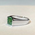 wholesale PT950 Platinum Plated, S925 Sterling Silver Plain Shank Emerald Men's Ring, Large Men's Ring, Cross-Border European and American Style-0-2