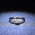 925 Silver Moissanite Ring Women's Bow Flower Diamond-0-0