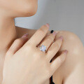 S925 Silver 4ct Emerald-Cut Moissanite Ring Women's Luxury Prong-Set-0-1