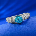 wholesale S925 High Carbon Diamond Ring, Fully Set with 6*6 Paraiba Tourmaline, European-American Style Light Luxury Women's Ring-0-1