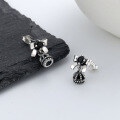 wholesale S925 Sterling Silver Retro Cute Bow Bell Pendant Ear Studs French Lady Style Small Matching Earrings-0-1