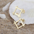wholesale S925 Sterling Silver Geometric Square Earrings with Natural Freshwater Pearls, Vintage and Elegant Wholesale-0-1