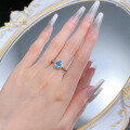 wholesale S925 Silver New 6*8mm Teardrop Pear-Shaped Sea Blue Ring for Women-0-3