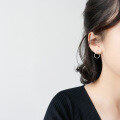 wholesale S925 Silver EA040 Korean-style Minimalist Versatile Geometric Circle Stud Earrings Women's Silver Jewelry-0-2
