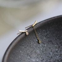 wholesale AU375 9K Gold Irregular Drop Minimalist Earrings, Korean Wholesale Department-9K a pair