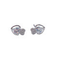 wholesale S925 Sterling Silver Diamond-Studded Double Heart Sweet Earrings, Exquisite and Elegant Heart-Shaped Accessories, Gift for Girlfriend-0-4