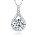 wholesale S925 Sterling Silver Cross-Border 5ct Moissanite Diamond Waterdrop Pendant Necklace, Stylish and Versatile Women's Collarbone Jewelry-0-4