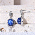 wholesale S925 Silver Cultivated Star Ruby and Sapphire Designer Earrings, Light Luxury Style Gemstone Ear Studs-0-1