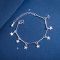 wholesale S925 Silver Wholesale Korean Fashion Double Layer Leaf Surface Geometric Chain Flower Bracelet for Women-0-10