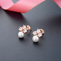 wholesale 925 Sterling Silver Pearl Earrings Women Korean Style Diamond Inlaid Elegant Shell Pearl Small Ins Style Ear Piercing Wholesale-0-1