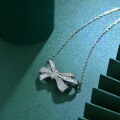 wholesale 925 Sterling Silver New Bow Pendant Personality Elegant Necklace Light Luxury Ins Style Collarbone Chain 40+5-0-3