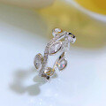 wholesale New Design Leaf Full Diamond Ring, Fashionable and Versatile Small Stacking Ring, in Metal Material-0-5