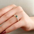 wholesale S925 Sterling Silver Red Elk Vintage High-End Exquisite Green Zircon Ring for Women, French Row Ring, European and American Fashion Ring-0-1