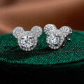 S925 Silver Mickey Mouse 05ct Moissanite Stud Earrings, New Classic Cute Fashion-0-0