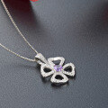 wholesale 925 Sterling Silver Cross-Border Pendant Necklace for Women, Small Four-Leaf Clover Flower Charm, Minimalist and Elegant, Versatile Collarbone Chain-0-1