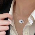 wholesale S925 Sterling Silver Evil Eye Necklace for Women, Korean Spring and Summer New Arrival, Minimalist Design, Small and Exquisite, High-End Collarbone Chain-0-3