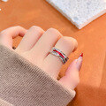 wholesale S925 Sterling Silver Everlasting Starry Sky Minimalist Resin Irregular Red-Trimmed Pleated Ring for Women Light Luxury Open-Ended Design-0-2