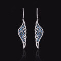 wholesale S925 Sterling Silver Angel Wing Topaz Earrings with Natural Garnet and Green Chalcedony Feather Wing Earrings-0-4